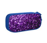 njkhbolk Portable Beautiful Purple Glitter print stationery organizer,large capacity double layer zipper pencil case