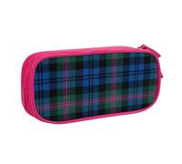 njkhbolk Portable Blue and Green Scottish Tartan print stationery organizer,large capacity double layer zipper pencil case