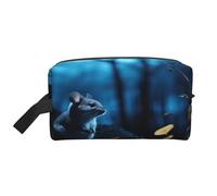 njkhbolk Portable Blue Chinchillas And Moon1 Print Travel Toiletry Bag,Daily Grooming Storage,Lightweight,Wide Open Design