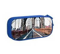 njkhbolk Portable Brooklyn Bridge print stationery organizer,large capacity double layer zipper pencil case