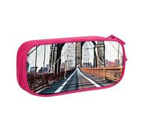 njkhbolk Portable Brooklyn Bridge print stationery organizer,large capacity double layer zipper pencil case