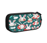 njkhbolk Portable Bunny Rabbits print stationery organizer,large capacity double layer zipper pencil case