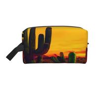 njkhbolk Portable Cactus In Desert Print Travel Toiletry Bag,Daily Grooming Storage,Lightweight,Wide Open Design