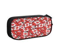njkhbolk Portable Canadian flag print stationery organizer,large capacity double layer zipper pencil case