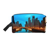 njkhbolk Portable Chicago Reflected Print Travel Toiletry Bag,Daily Grooming Storage,Lightweight,Wide Open Design