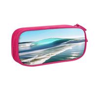 njkhbolk Portable Clear Sky Wave Beach print stationery organizer,large capacity double layer zipper pencil case