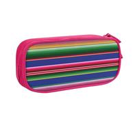 njkhbolk Portable Colorful Mexican Stripes print stationery organizer,large capacity double layer zipper pencil case
