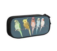 njkhbolk Portable Colorful Parrots On Tree print stationery organizer,large capacity double layer zipper pencil case