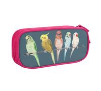 njkhbolk Portable Colorful Parrots On Tree print stationery organizer,large capacity double layer zipper pencil case