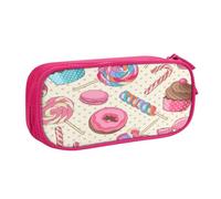 njkhbolk Portable Colorful Sweet Lollipop Cupcake Donut print stationery organizer,large capacity double layer zipper pencil case