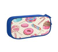 njkhbolk Portable Colorful Sweet Lollipop Cupcake Donut print stationery organizer,large capacity double layer zipper pencil case