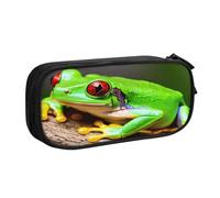 njkhbolk Portable cute Red Eyes Tree Frogs print stationery organizer,large capacity double layer zipper pencil case