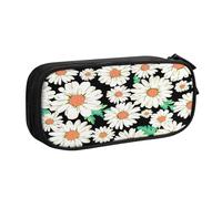 njkhbolk Portable Daisy Flower Pattern print stationery organizer,large capacity double layer zipper pencil case