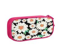 njkhbolk Portable Daisy Flower Pattern print stationery organizer,large capacity double layer zipper pencil case