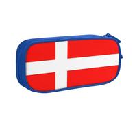 njkhbolk Portable Denmark Danish Flag print stationery organizer,large capacity double layer zipper pencil case