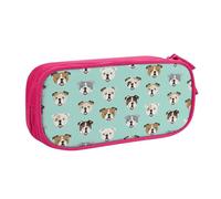 njkhbolk Portable English Bulldog Faces print stationery organizer,large capacity double layer zipper pencil case