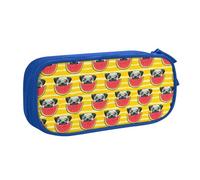 njkhbolk Portable Funny French Bullfighting Watermelon print stationery organizer,large capacity double layer zipper pencil case