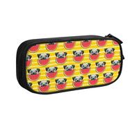 njkhbolk Portable Funny French Bullfighting Watermelon print stationery organizer,large capacity double layer zipper pencil case