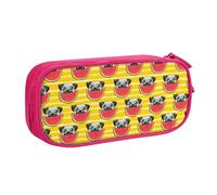 njkhbolk Portable Funny French Bullfighting Watermelon print stationery organizer,large capacity double layer zipper pencil case