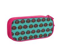 njkhbolk Portable German Shorthaired Pointer in Glasses print stationery organizer,large capacity double layer zipper pencil case