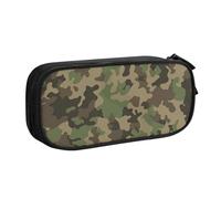 njkhbolk Portable Green camo print stationery organizer,large capacity double layer zipper pencil case