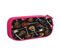 njkhbolk Portable Guitars print stationery organizer,large capacity double layer zipper pencil case