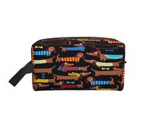 njkhbolk Portable I Love My Dog Dachshunds Print Travel Toiletry Bag,Daily Grooming Storage,Lightweight,Wide Open Design