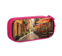 njkhbolk Portable Italian Street print stationery organizer,large capacity double layer zipper pencil case