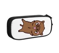 njkhbolk Portable Jumping boar animation print stationery organizer,large capacity double layer zipper pencil case