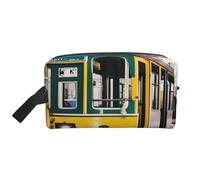 njkhbolk Portable Lisbon Tram Print Travel Toiletry Bag,Daily Grooming Storage,Lightweight,Wide Open Design
