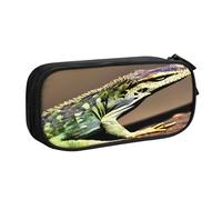 njkhbolk Portable Lizard HD print stationery organizer,large capacity double layer zipper pencil case