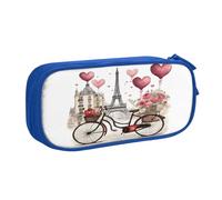 njkhbolk Portable Love Paris Tower Coffee Wine Perfume Bicycle Heart print stationery organizer,large capacity double layer zipper pencil case