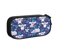 njkhbolk Portable lovely Koala print stationery organizer,large capacity double layer zipper pencil case