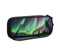 njkhbolk Portable Northern Lights Painting print stationery organizer,large capacity double layer zipper pencil case