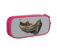 njkhbolk Portable Old Viking Boats print stationery organizer,large capacity double layer zipper pencil case