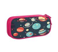 njkhbolk Portable Outer Space Planet print stationery organizer,large capacity double layer zipper pencil case
