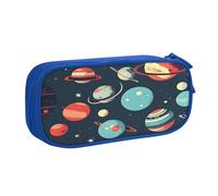 njkhbolk Portable Outer Space Planet print stationery organizer,large capacity double layer zipper pencil case