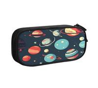 njkhbolk Portable Outer Space Planet print stationery organizer,large capacity double layer zipper pencil case