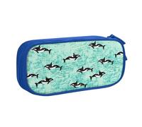 njkhbolk Portable Pacific Ocean biological print stationery organizer,large capacity double layer zipper pencil case