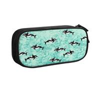 njkhbolk Portable Pacific Ocean biological print stationery organizer,large capacity double layer zipper pencil case