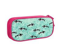 njkhbolk Portable Pacific Ocean biological print stationery organizer,large capacity double layer zipper pencil case