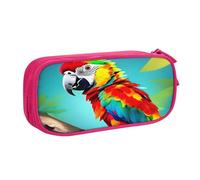 njkhbolk Portable Parrots On Tree print stationery organizer,large capacity double layer zipper pencil case