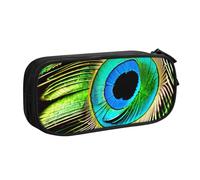 njkhbolk Portable Peacock Feather print stationery organizer,large capacity double layer zipper pencil case