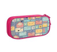 njkhbolk Portable Postal Stationery print stationery organizer,large capacity double layer zipper pencil case
