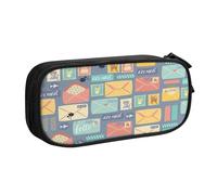 njkhbolk Portable Postal Stationery print stationery organizer,large capacity double layer zipper pencil case
