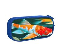 njkhbolk Portable Pretty Koi Fish print stationery organizer,large capacity double layer zipper pencil case