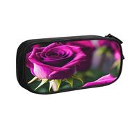 njkhbolk Portable Purple Roses print stationery organizer,large capacity double layer zipper pencil case