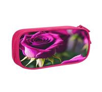 njkhbolk Portable Purple Roses print stationery organizer,large capacity double layer zipper pencil case
