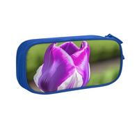 njkhbolk Portable Purple Tulip print stationery organizer,large capacity double layer zipper pencil case