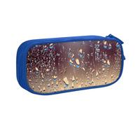 njkhbolk Portable Rain Drops on Glass print stationery organizer,large capacity double layer zipper pencil case